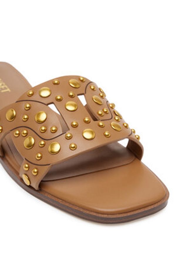 TwinSet - TWINSET Klapki 251TGT072 Brązowy. Kolor: brązowy. Materiał: skóra