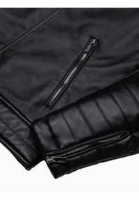 Ombre Clothing - Ramoneska męska C412 - czarna - XXL. Kolor: czarny. Materiał: materiał, poliester #5