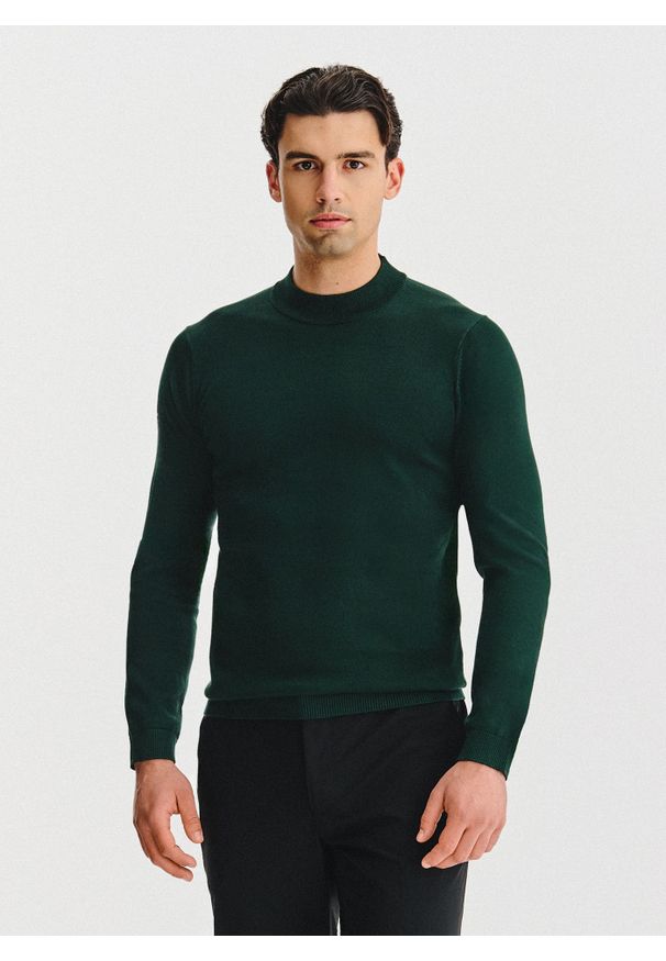 Pako Lorente - PAKO LORENTE - Zielony bawełniany półgolf męski. Kolor: niebieski, zielony. Materiał: bawełna. Sezon: jesień