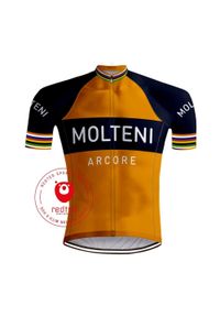 REDTED - Vintage Koszulka Rowerowa Molteni Pomarańczowo-Czerwona. Kolor: biały, czarny, wielokolorowy. Materiał: poliester