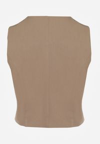 Renee - Ciemnobeżowa Kamizelka w Stylu Garniturowym z Imitacją Kieszonek Odinen. Kolor: beżowy. Styl: elegancki #3