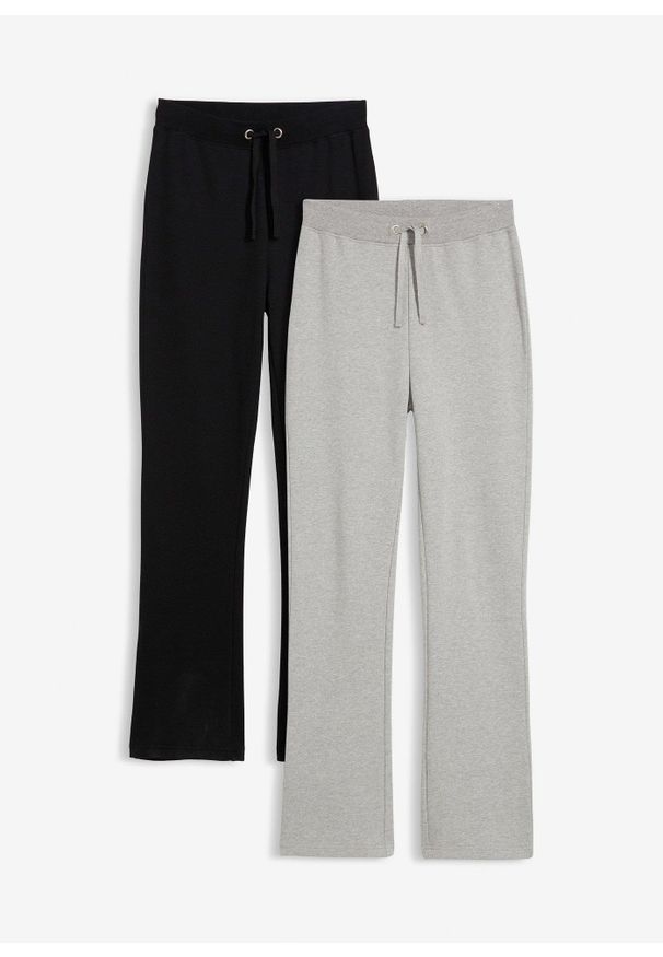bonprix - Spodnie dresowe z czystej bawełny organicznej (2 pary). Kolor: czarny. Materiał: bawełna, dresówka