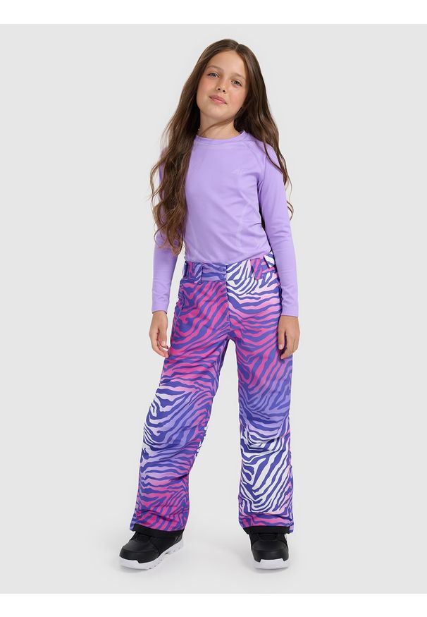 4f - 4F Spodnie snowboardowe membrana 10000 dziewczęce - multikolor 158 (12-13 lat). Kolor: wielokolorowy. Materiał: poliester, materiał. Wzór: gładki. Sezon: lato. Sport: snowboard