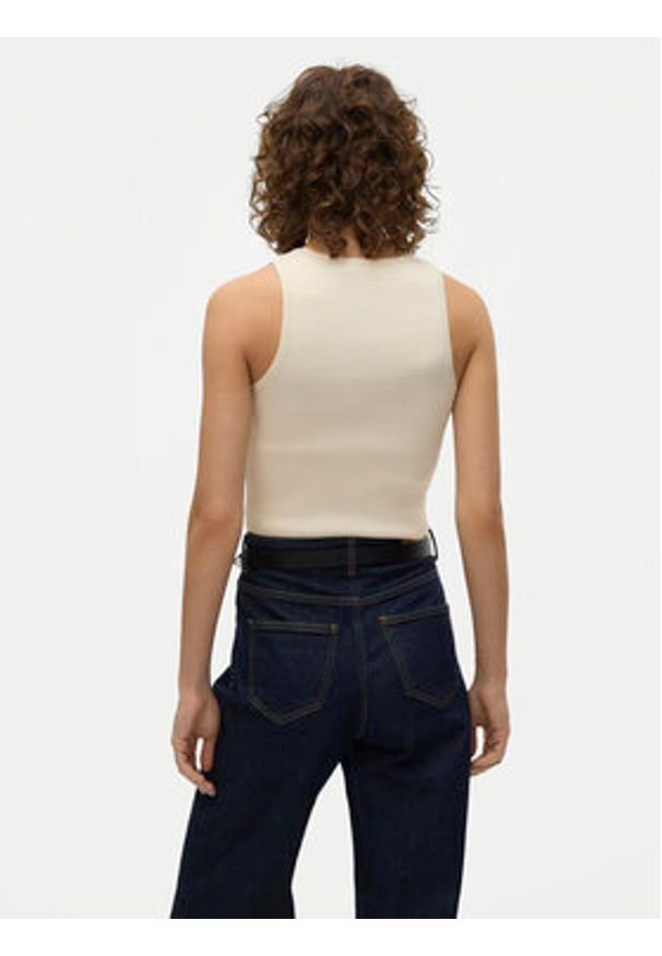 Vero Moda Top Ginny 10300339 Biały Slim Fit. Kolor: biały. Materiał: syntetyk