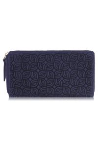 PAOLO PERUZZI - Portfel damski skórzany w geometryczny wzór granatowy RFID Paolo Peruzzi T-116-HDB. Kolor: niebieski. Materiał: skóra. Wzór: geometria #1