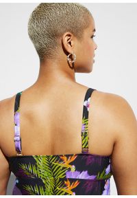 bonprix - Tankini z dekoltem w serek (komplet 2 cz.). Typ kołnierza: dekolt w serek. Kolor: czarny. Długość rękawa: na ramiączkach. Długość: długie. Wzór: nadruk, kwiaty #3