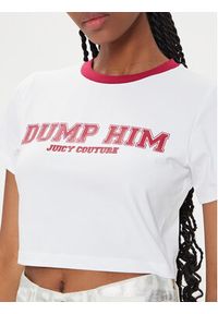 Juicy Couture T-Shirt Dump Him JCWCT23314 Biały Slim Fit. Kolor: biały. Materiał: bawełna