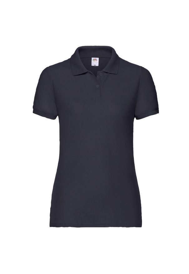 FRUIT OF THE LOOM - Koszulka Polo Damska. Typ kołnierza: polo. Kolor: niebieski