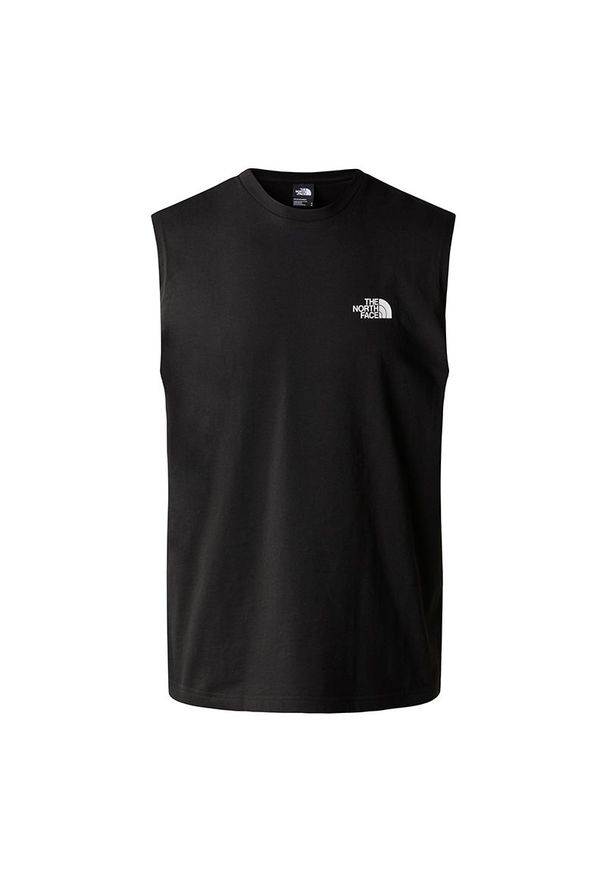 Koszulka The North Face Simple Dome Tank 0A87R3JK31 - czarna. Kolor: czarny. Materiał: materiał, poliester, bawełna. Długość rękawa: bez rękawów. Wzór: nadruk