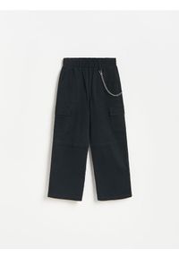 Reserved - GIRLS` TROUSERS & CHAIN - czarny. Kolor: czarny. Materiał: bawełna