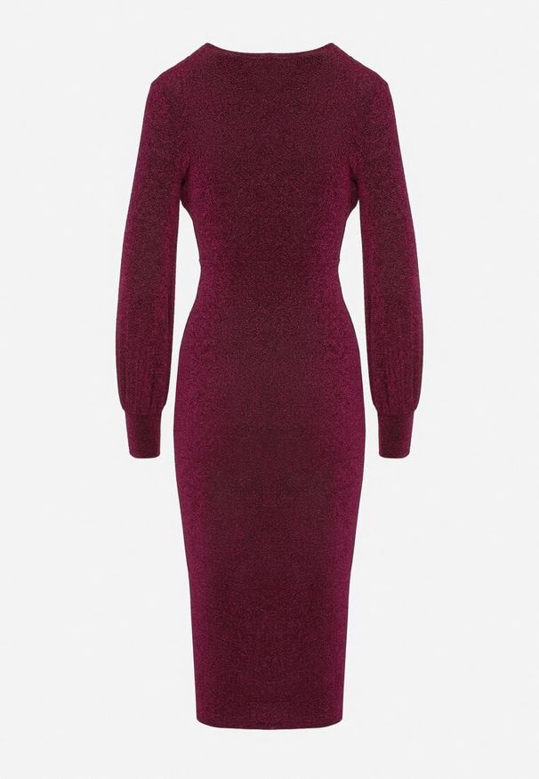 Born2be - Jasnofioletowa Dopasowana Sukienka z Kopertowym Dekoltem i Bufiastymi Rękawami Ulonissa. Okazja: na imprezę. Typ kołnierza: dekolt w kształcie V. Kolor: fioletowy. Typ sukienki: kopertowe. Styl: klasyczny