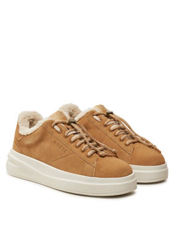 Guess Sneakersy Elbina FLFELB SUE12 Brązowy. Kolor: brązowy. Materiał: skóra
