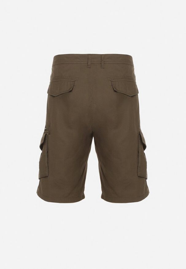 Born2be - Ciemnozielone Bawełniane Szorty z Szerokimi Kieszeniami Cargo Diphea. Okazja: na co dzień. Kolor: zielony. Materiał: bawełna. Sezon: lato. Styl: casual