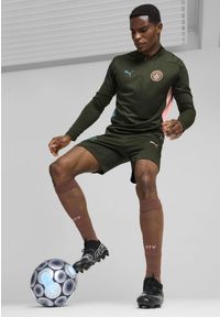 Puma - Męska bluza treningowa Manchester City z zamkiem 1/4 PUMA Myrtle Bold Blue Green. Kolor: wielokolorowy, niebieski, zielony