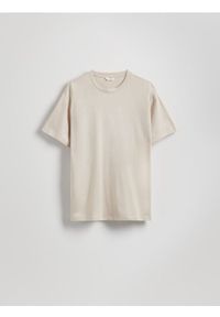 Reserved - T-shirt comfort z dodatkiem lnu - beżowy. Kolor: beżowy. Materiał: len