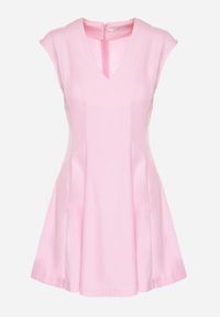 Born2be - Różowa Rozkloszowana Sukienka o Taliowanym Kroju Ellaira. Okazja: na co dzień. Kolor: różowy. Wzór: kolorowy. Styl: casual, elegancki #7