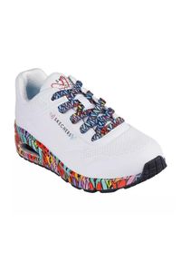 skechers - Buty sportowe Sneakersy damskie, Uno - Ravaged Love. Kolor: biały. Sport: turystyka piesza