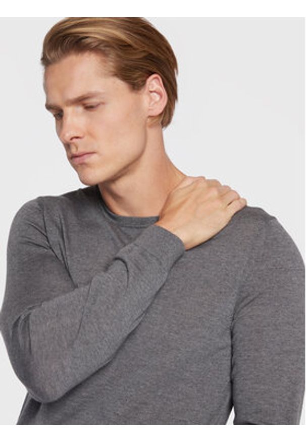 BOSS - Boss Sweter Leno-P 50468239 Szary Slim Fit. Kolor: szary. Materiał: bawełna