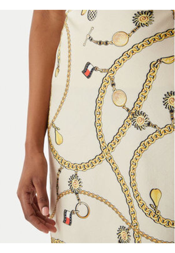 Tommy Jeans Spódnica maxi Chain Print DW0DW22298 Beżowy jasny Slim Fit. Kolor: beżowy. Materiał: syntetyk. Wzór: nadruk