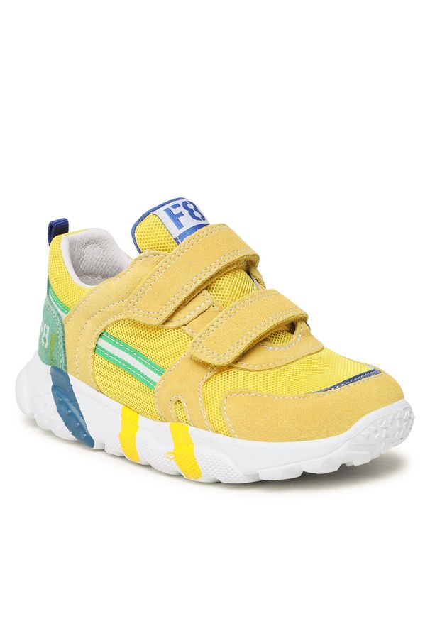 Sneakersy Naturino Falcotto by Naturino Stripe Vl. 0012017461.01.1G10 S Yellow/Green. Kolor: żółty. Materiał: skóra, zamsz