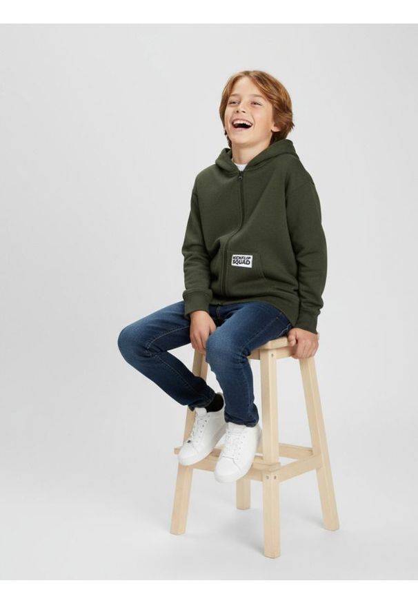 Sinsay - Rozpinana bluza z kapturem - khaki. Typ kołnierza: kaptur. Kolor: brązowy