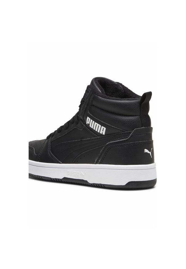 Buty do chodzenia dla dzieci Puma Rebound V6 Mid Wtr J. Zapięcie: sznurówki. Kolor: biały, wielokolorowy, czarny. Materiał: materiał, syntetyk, tkanina. Szerokość cholewki: normalna. Sport: turystyka piesza