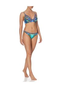 Camilla - CAMILLA - Dół od bikini z kryształami. Kolor: niebieski. Materiał: materiał. Wzór: aplikacja, paski #3