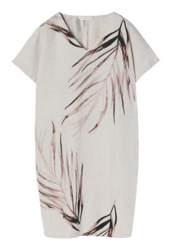 Tatuum Sukienka codzienna Owerti T2309.193 Beżowy Regular Fit. Okazja: na co dzień. Kolor: beżowy. Materiał: len. Typ sukienki: proste. Styl: casual