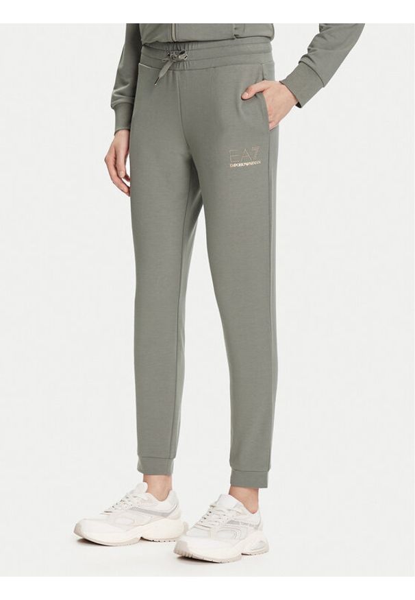 EA7 Emporio Armani Spodnie dresowe 8NTP66 TJ9RZ U8142 Zielony Regular Fit. Kolor: zielony. Materiał: syntetyk