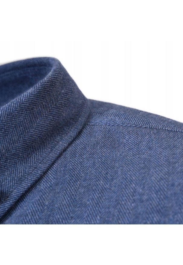 Casualowa Koszula, Kołnierzyk Button Down - Pako Jeans - Granat, Jodełka. Okazja: na co dzień. Typ kołnierza: button down. Kolor: niebieski. Materiał: bawełna. Wzór: jodełka. Sezon: lato. Styl: casual