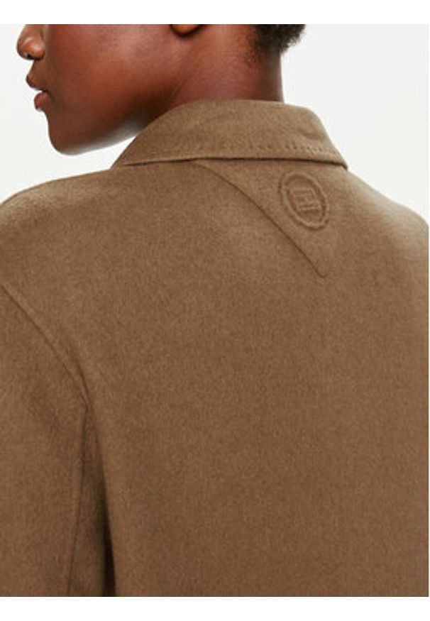 TOMMY HILFIGER - Tommy Hilfiger Płaszcz wełniany WW0WW42621 Khaki Regular Fit. Kolor: brązowy. Materiał: syntetyk