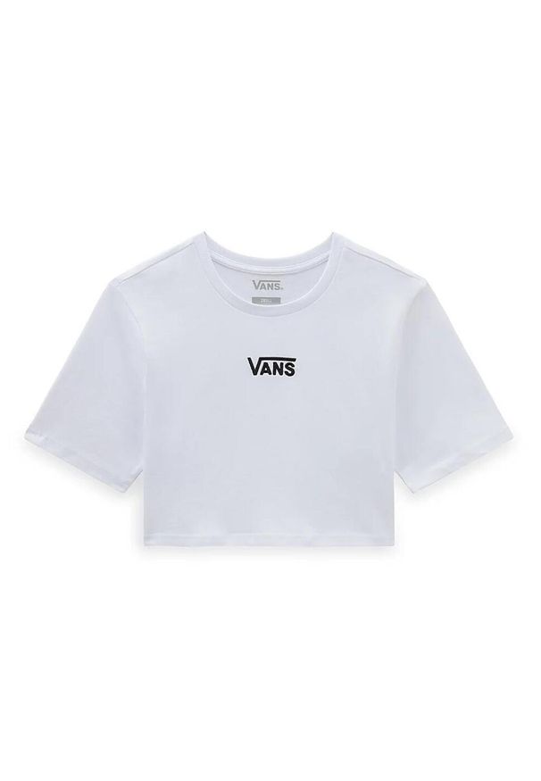 Koszulka sportowa damska Vans Flying V Crew Crop. Kolor: biały. Materiał: bawełna. Długość rękawa: krótki rękaw. Długość: krótkie