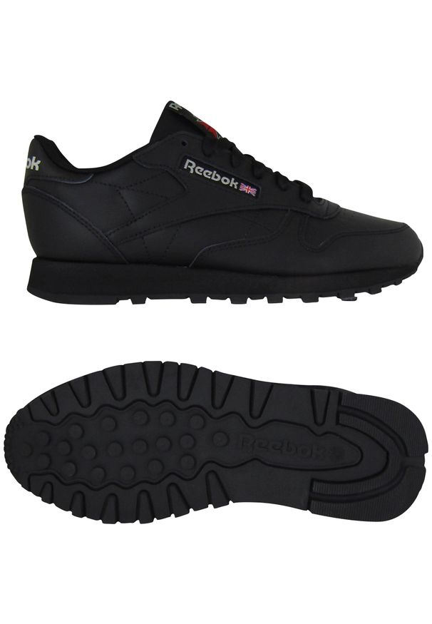 Buty damskie Reebok Classic Leather. Kolor: czarny. Materiał: guma, tkanina, materiał, skóra, syntetyk. Model: Reebok Classic. Sport: turystyka piesza