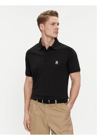 TOMMY HILFIGER - Tommy Hilfiger Polo Interlock MW0MW34783 Czarny Regular Fit. Typ kołnierza: polo. Kolor: czarny. Materiał: bawełna