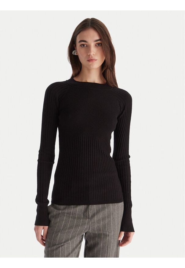 Patrizia Pepe Sweter 2K0337/K7S0-K103 Czarny Slim Fit. Kolor: czarny. Materiał: wiskoza