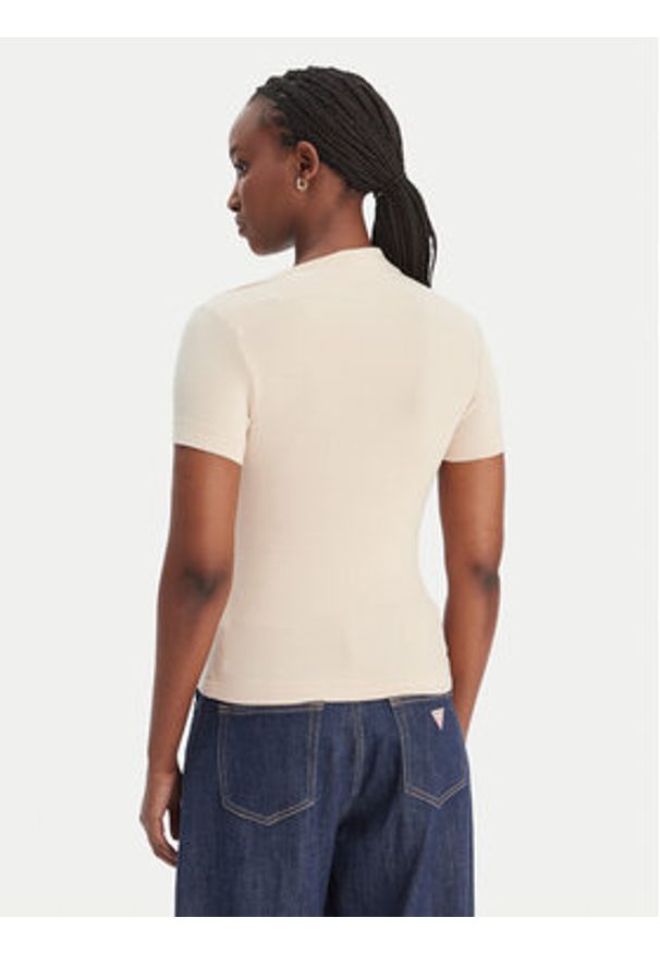 Guess Bluzka W6RP16 KD012 Beżowy Regular Fit. Kolor: beżowy. Materiał: syntetyk