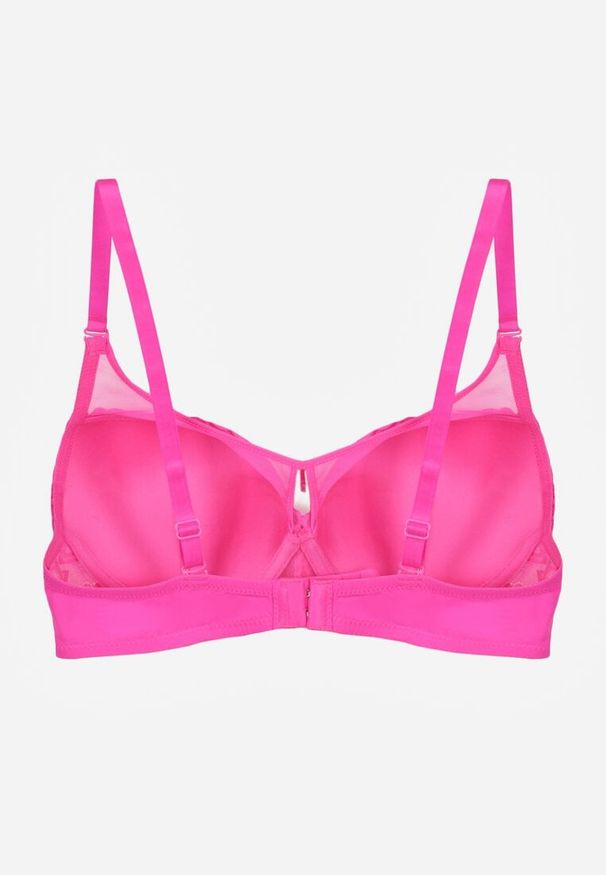 Renee - Różowy Biustonosz Ozdobiony Transparentnymi Wstawkami i Koronką Brannor. Kolor: różowy. Materiał: koronka. Wzór: aplikacja, koronka