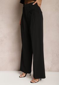 Renee - Czarne Eleganckie Spodnie Garniturowe z Wysokim Stanem Lainiva. Okazja: na imprezę. Stan: podwyższony. Kolor: czarny. Styl: elegancki #5