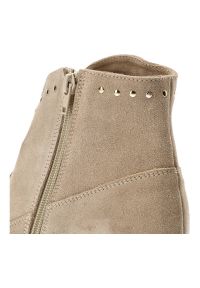 Beżowe Botki Kowbojskie Armodo Modne Buty Damskie. Okazja: na co dzień. Kolor: beżowy. Materiał: skóra. Styl: casual, elegancki #5