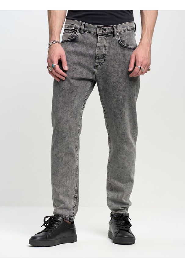 Big-Star - Spodnie jeans męskie loose Colson 990. Stan: podwyższony. Kolor: szary. Styl: vintage, klasyczny, elegancki, rockowy