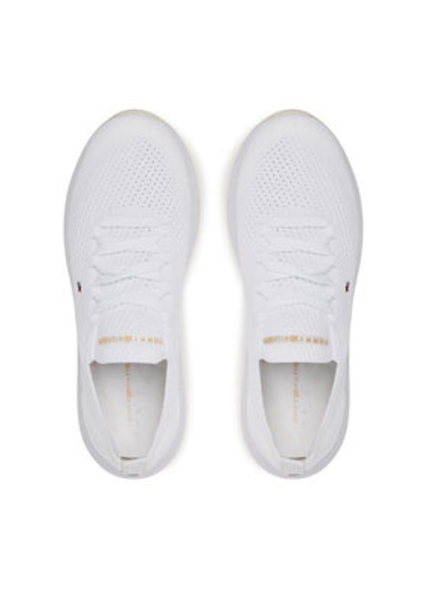 TOMMY HILFIGER - Tommy Hilfiger Sneakersy Th Knit Runner FW0FW08813 Biały. Kolor: biały. Materiał: materiał
