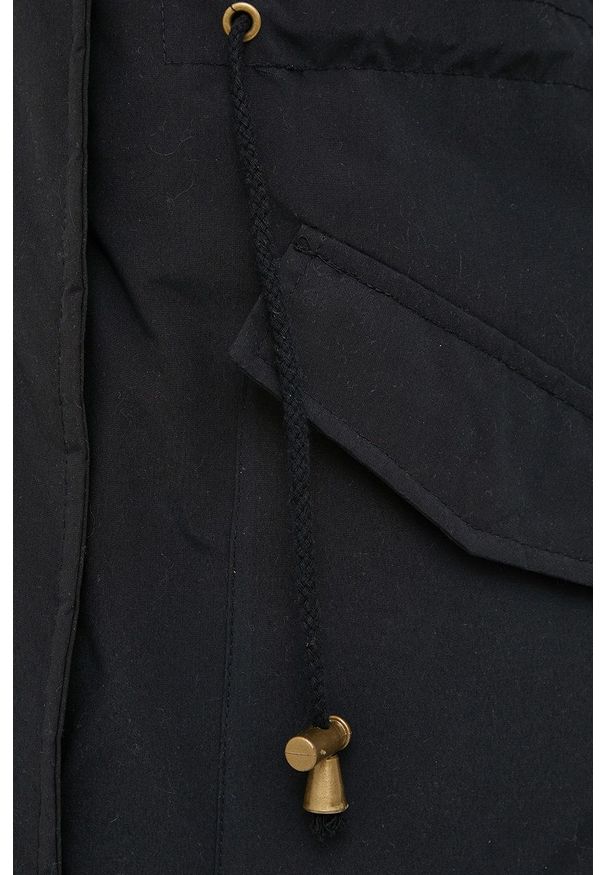 Brave Soul - Parka. Okazja: na co dzień. Kolor: czarny. Materiał: tkanina, futro. Wzór: gładki. Styl: casual