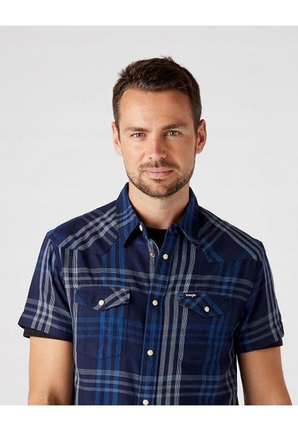 Wrangler - WRANGLER SS WESTERN SHIRT MĘSKA KOSZULA KRATA NAVY W5J03O114 112146124