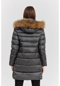 Hetrego - HETREGO Szara damska kurtka puchowa Leonie Quilted Woman Jacket With Detached Hood, Rozmiar 42 EU - 46 IT. Okazja: na co dzień. Kolor: szary. Materiał: puch. Długość rękawa: długi rękaw. Długość: długie. Styl: casual #6