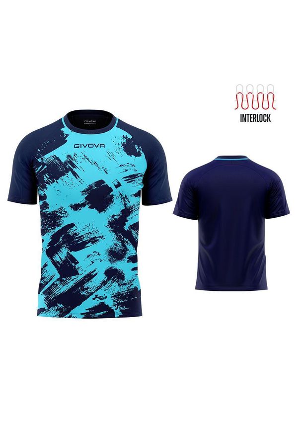 Givova Shirt Art Interlock M/C – Męski Krótki Rękaw (M). Kolor: niebieski. Długość rękawa: krótki rękaw. Długość: krótkie. Sport: piłka nożna