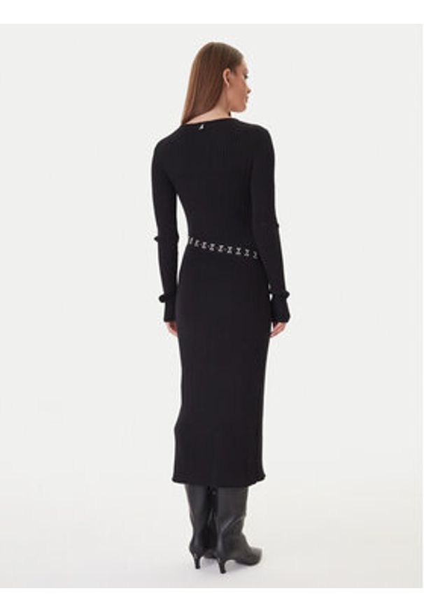 Patrizia Pepe Sukienka dzianinowa 2A2960 K291 Czarny Regular Fit. Kolor: czarny. Materiał: bawełna
