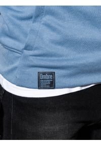 Ombre Clothing - Bluza męska z kapturem B1079 - błękitna - XXL. Typ kołnierza: kaptur. Kolor: niebieski. Materiał: bawełna, poliester #8