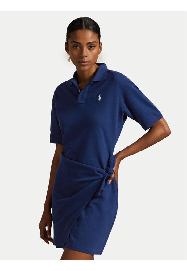 Polo Ralph Lauren Sukienka codzienna 211A88516001 Granatowy Straight Fit. Okazja: na co dzień. Typ kołnierza: polo. Kolor: niebieski. Materiał: bawełna. Typ sukienki: proste. Styl: casual