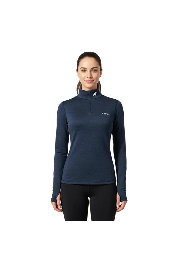 FJORK MERINO - Koszulka z długim rękawem damska 100% wełny merynosów - Bjork 210. Kolor: niebieski. Materiał: wełna. Długość rękawa: długi rękaw. Długość: długie. Sezon: zima. Sport: narciarstwo