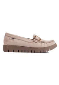 Goodin Beżowe mokasyny damskie zamszowe beżowy. Kolor: beżowy. Materiał: zamsz #5